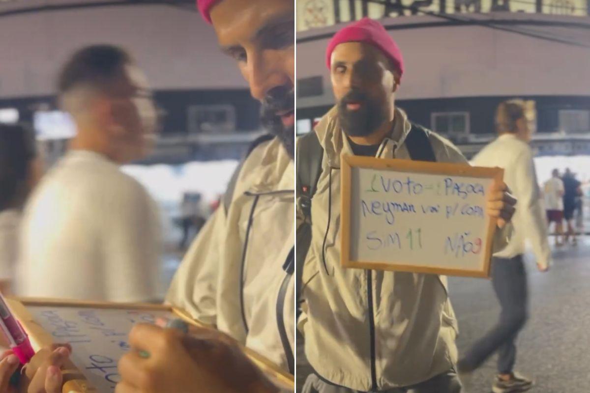 O influenciador Caio Giachetti interage com o público nas ruas de Santos, usando criatividade e abordagens inusitadas para testar ideias e gerar conexão