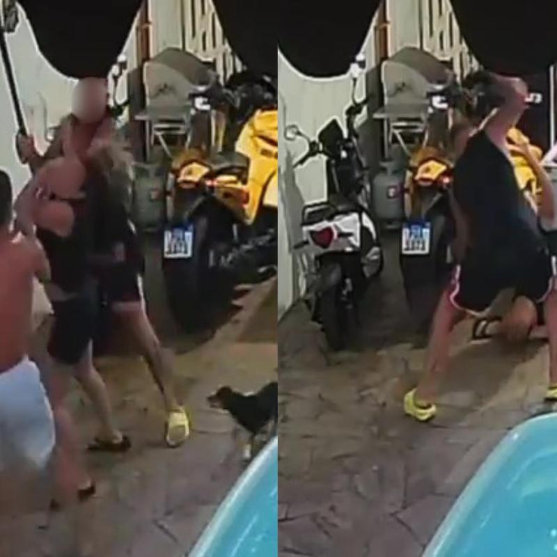 Imagens de câmera de monitoramento flagraram o momento das agressões