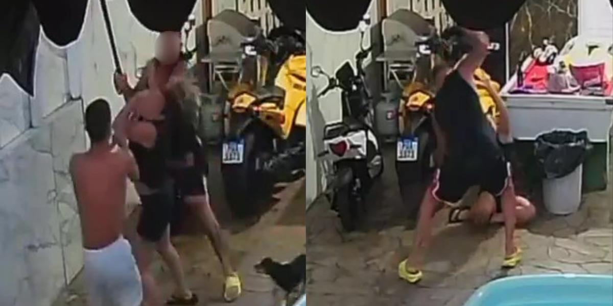 Imagens de câmera de monitoramento flagraram o momento das agressões