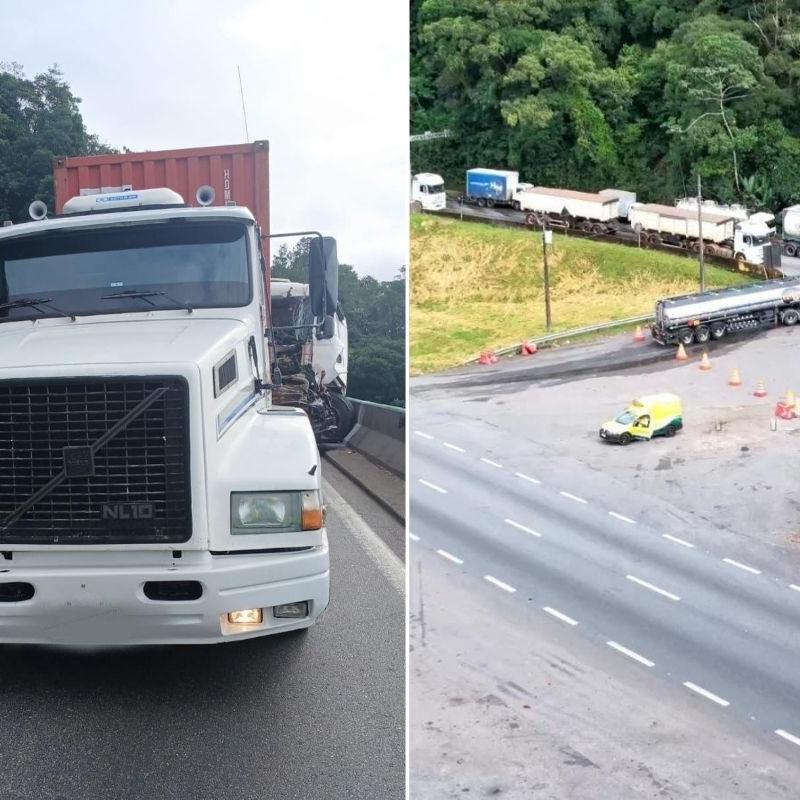 Acidente na Rodovia Anchieta causa tráfego lento do km 38 ao km 46