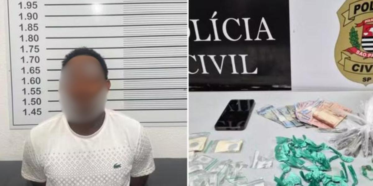 Homem foi preso em flagrante por tráfico de drogas em Guarujá e admitiu integrar facção criminosa