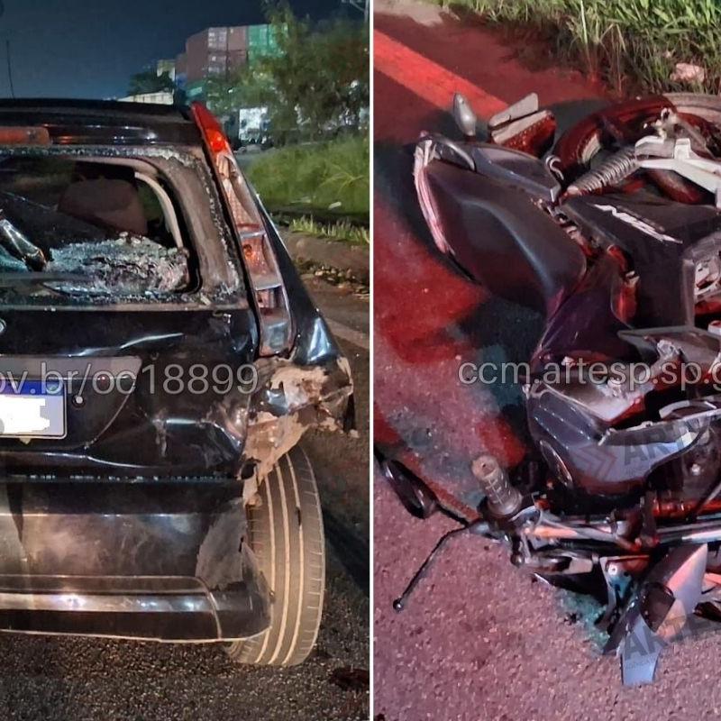 Motociclista colidiu na traseira de carro e morreu no local