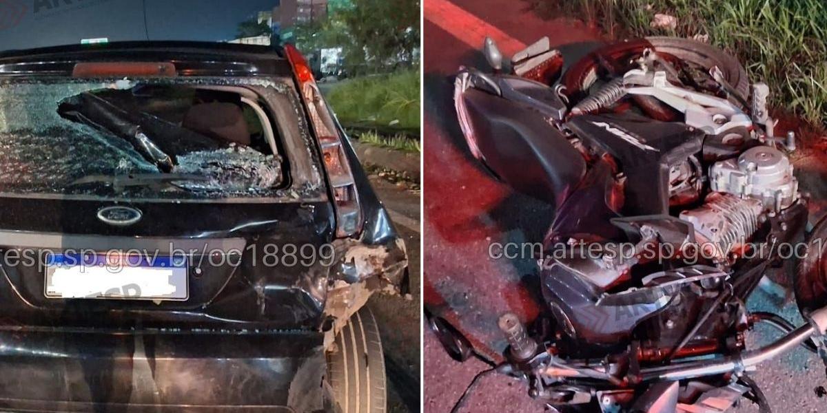 Motociclista colidiu na traseira de carro e morreu no local