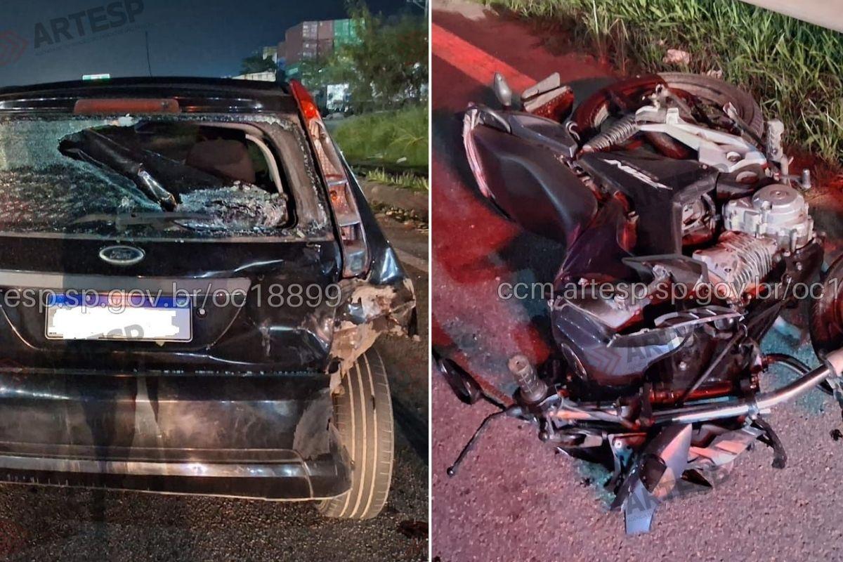 Motociclista colidiu na traseira de carro e morreu no local