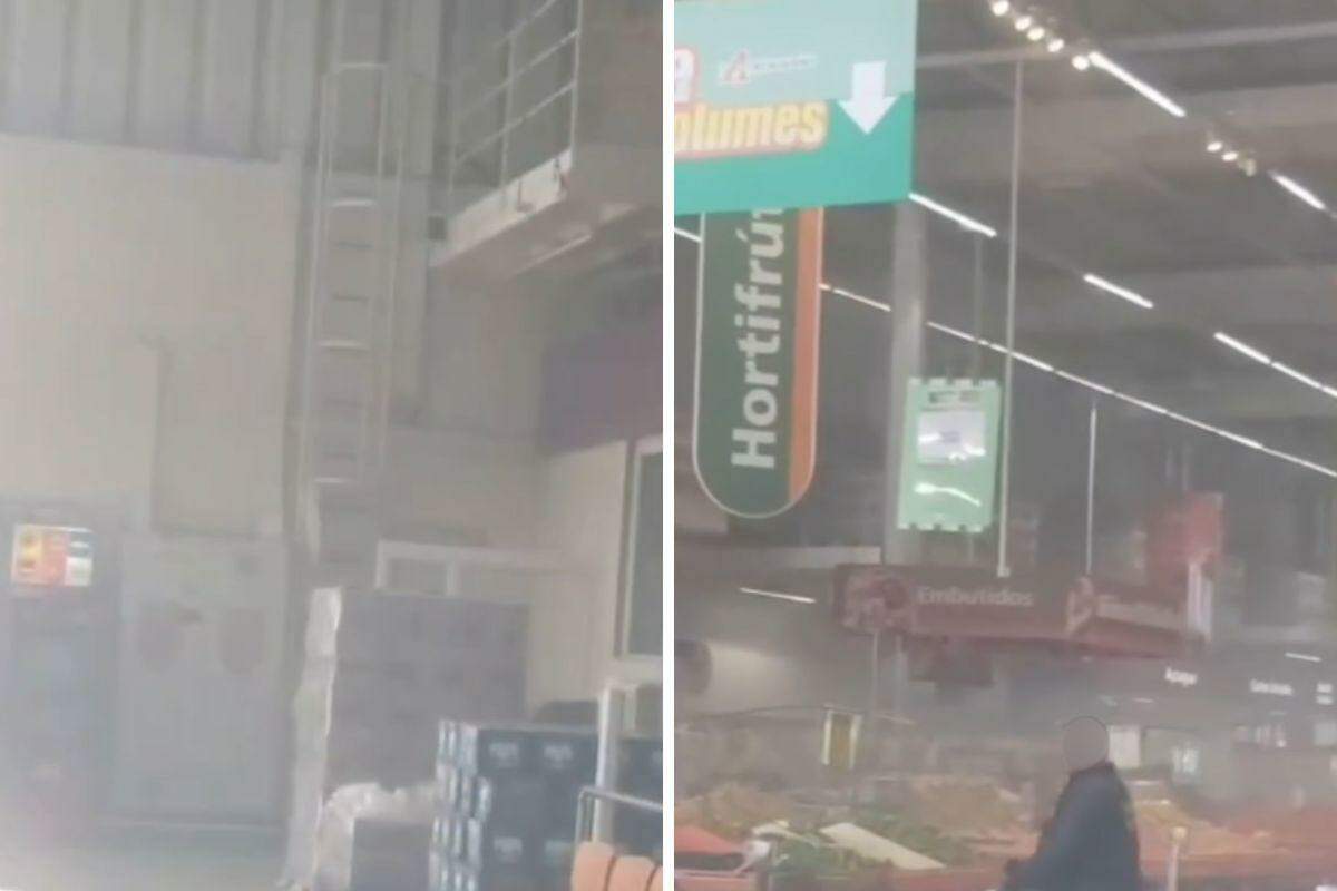 Névoa branca tomou 'conta' do atacadista durante o vazamento de gás de uma das geladeiras