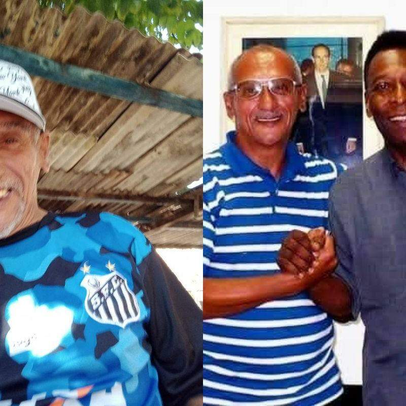Manguinha seguiu a trajetória do seu pai, Agenor Campos, o Manga. À direita, ele ao lado do Rei Pelé