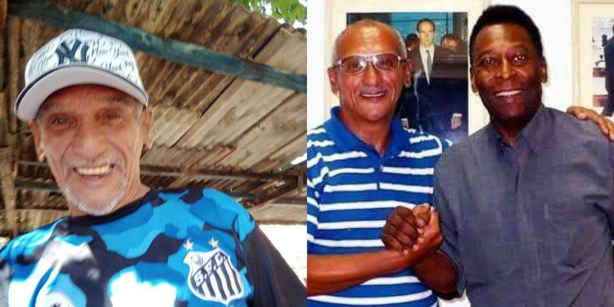Manguinha seguiu a trajetória do seu pai, Agenor Campos, o Manga. À direita, ele ao lado do Rei Pelé