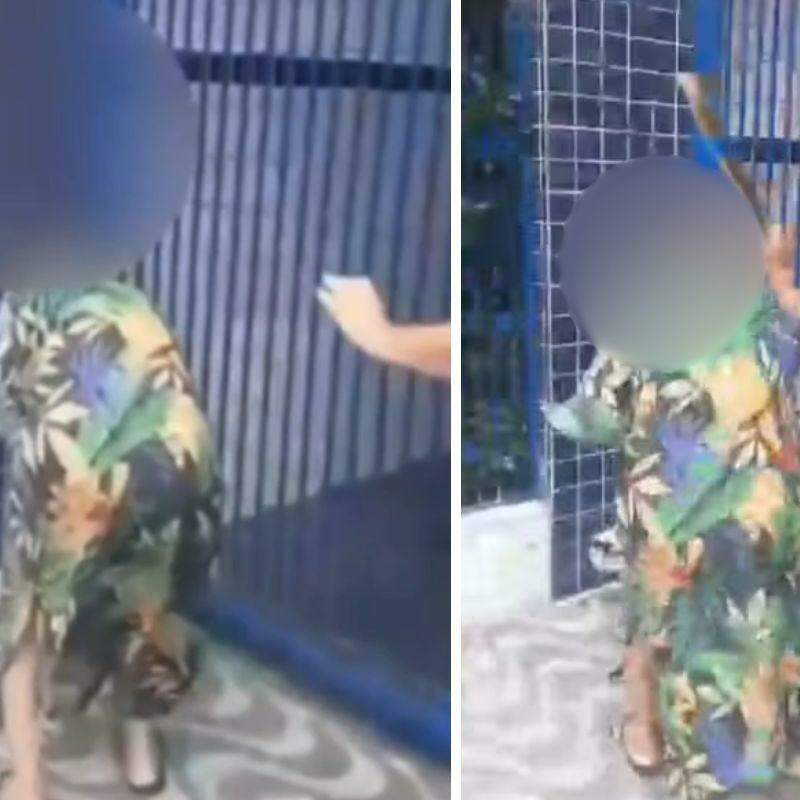 A tutora foi flagrada agredindo cadela em frente a escola de Praia Grande