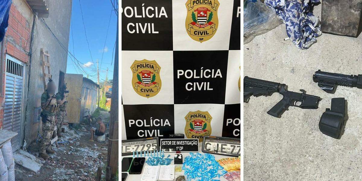 A operação aconteceu nas Cidades da Baixada Santista e Vale do Ribeira. Um fuzil, porções de drogas e outros ilícitos foram encontrados e apreendidos