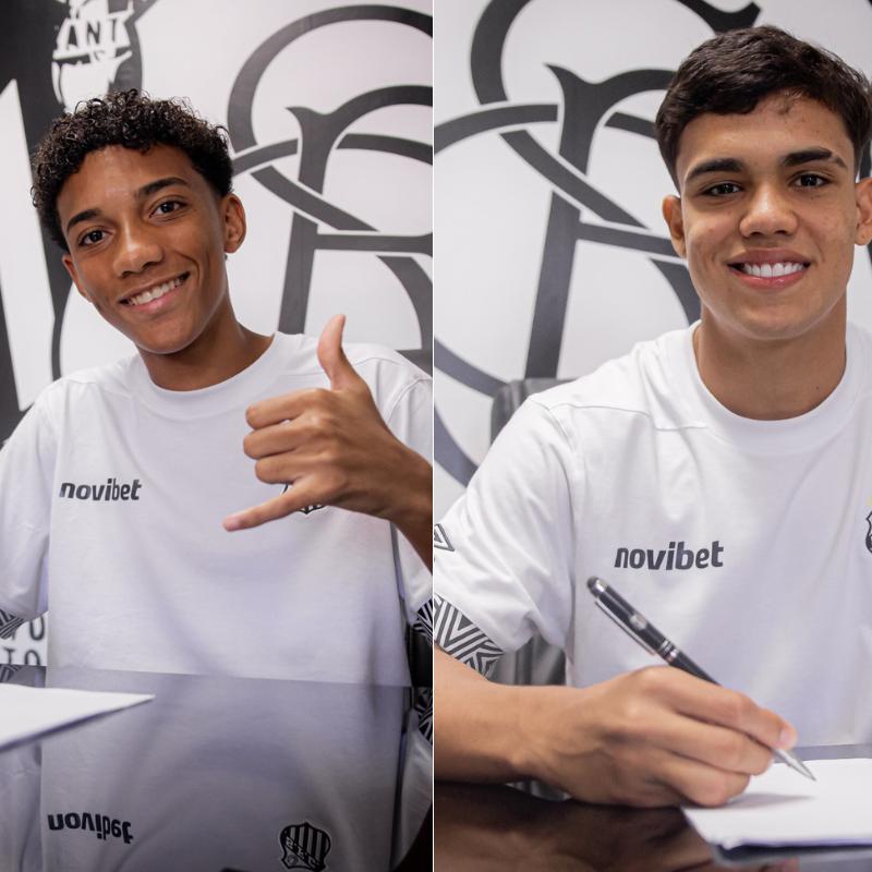 Robinho Jr. (esq.) e Gustavo Henrique (dir.) renovaram contrato com o Santos