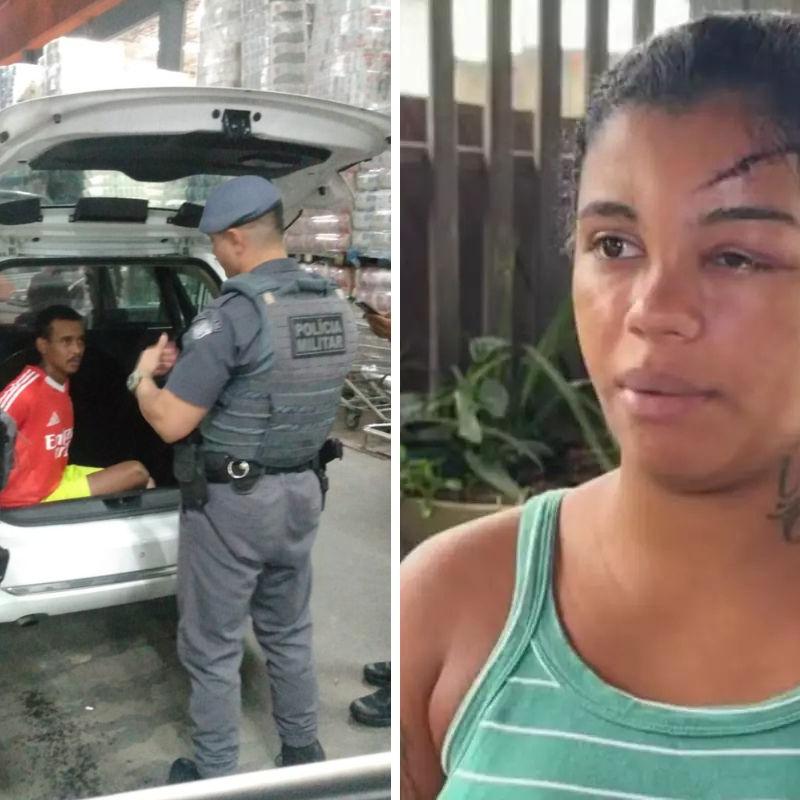 Wendrews Sant Ana Vieira, de 30 anos, foi preso nesta segunda-feira (20) dentro de um supermercado no bairro Chico de Paula, em Santos; ele era procurado por dar uma paulada na cabeça da ex-companheira Rayssa Pires Faria, de 19.