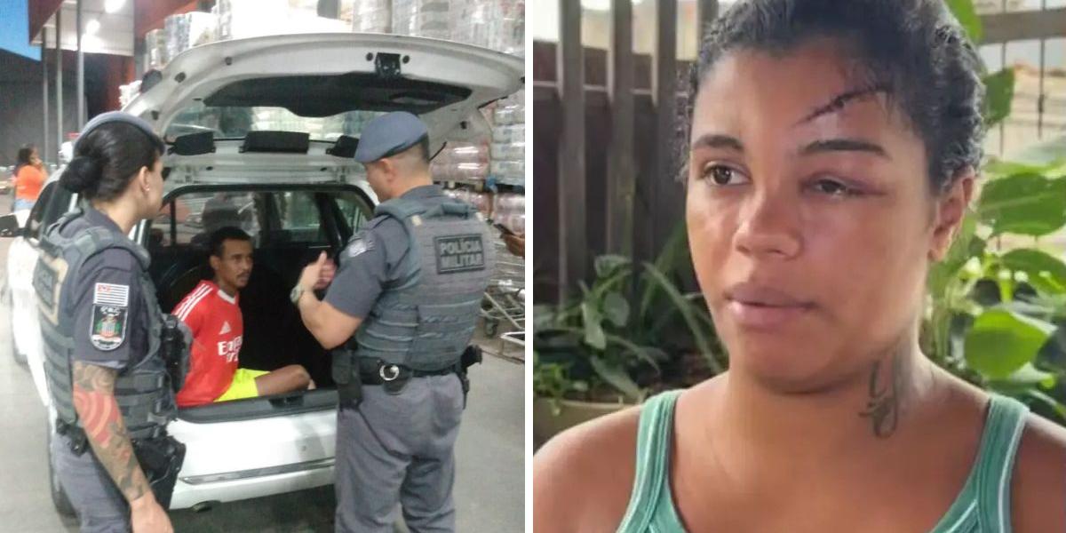 Wendrews Sant Ana Vieira, de 30 anos, foi preso nesta segunda-feira (20) dentro de um supermercado no bairro Chico de Paula, em Santos; ele era procurado por dar uma paulada na cabeça da ex-companheira Rayssa Pires Faria, de 19.