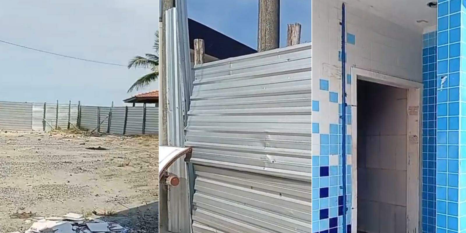 Construção de espaço esportivo na orla da praia de Mongaguá está parada