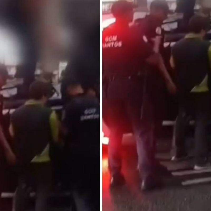 Agentes da Guarda Municipal auxiliaram no acidente em Santos (Reprodução)