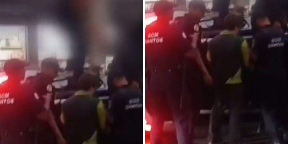 Agentes da Guarda Municipal auxiliaram no acidente em Santos (Reprodução)