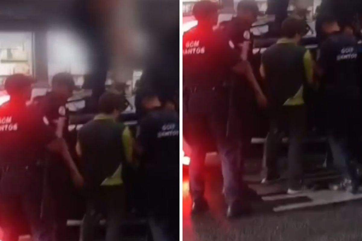 Agentes da Guarda Municipal auxiliaram no acidente em Santos (Reprodução)