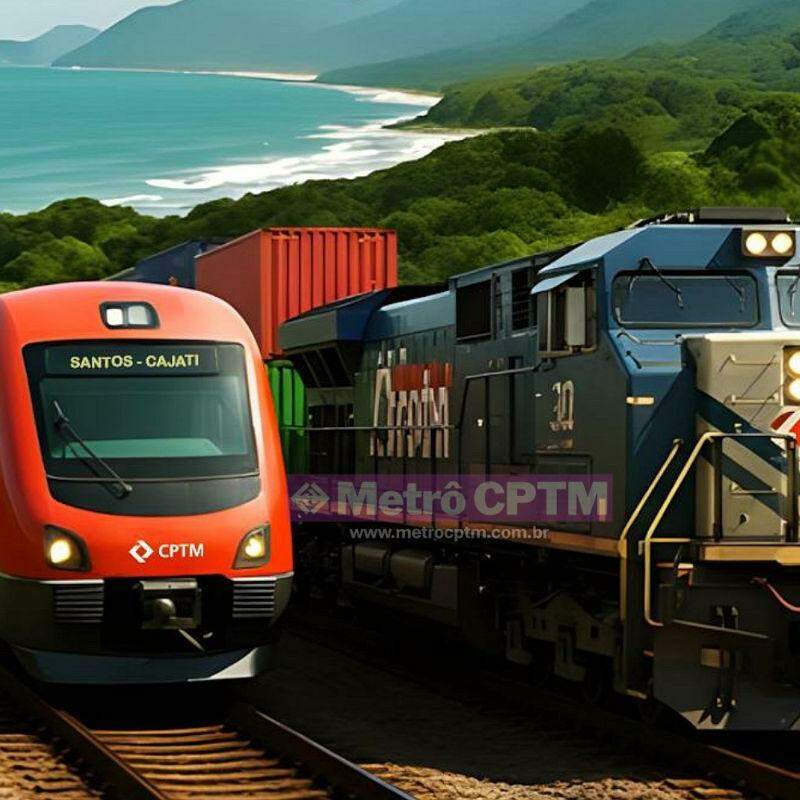 O novo trem que ligará Santos e o resto do litoral de São Paulo ao Vale do Ribeira terá tanto transporte de passageiros quanto de cargas