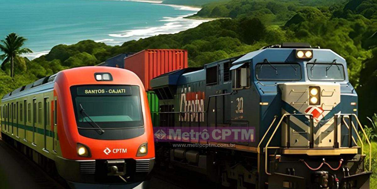 O novo trem que ligará Santos e o resto do litoral de São Paulo ao Vale do Ribeira terá tanto transporte de passageiros quanto de cargas