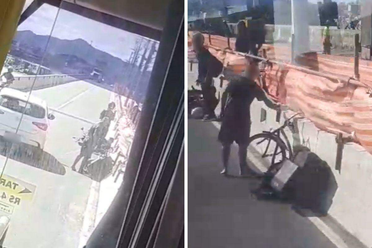 Ciclista desrespeitou a sinalização e ocasionou um acidente com uma moto na Ponte dos Barreiros