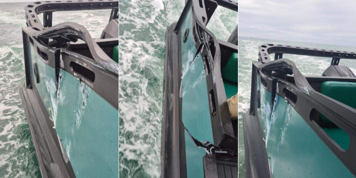 Embarcação do Ibama foi atingida por outro barco no mar em Cananéia, no litoral de São Paulo