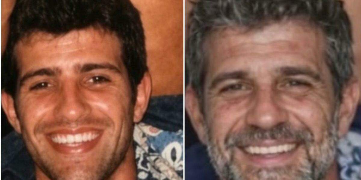 A imagem da direita é Jeancarlo aos 26 anos. Na esquerda, seria aos 49 anos, segundo IA
