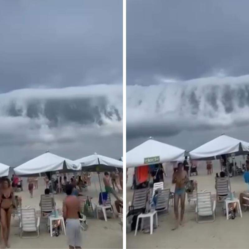 A nuvem com aparência semelhante à de um tsunami apareceu por volta das 13h na Riviera de São Lourenço