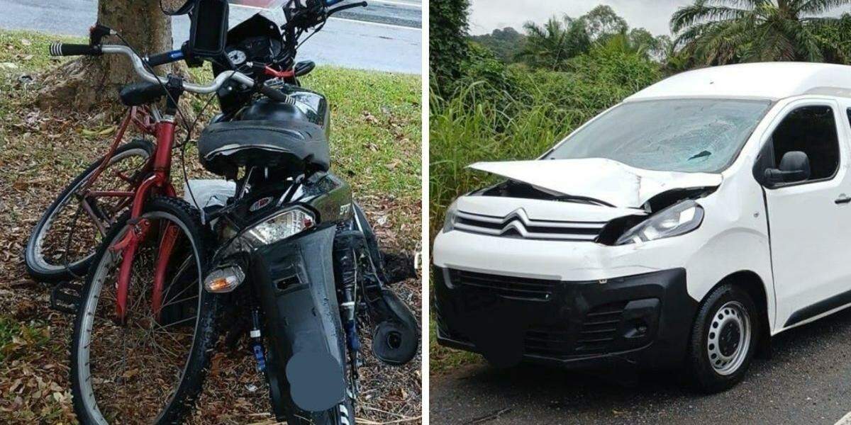 Ciclista morreu, motociclista ficou gravemente ferido e motorista da van fez o bafômetro, que deu negativo