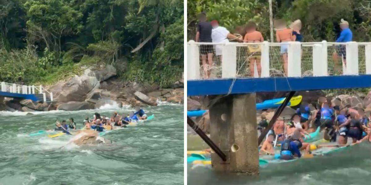 Grupo de São Paulo que estava na canoa havaiana precisou ser resgatado pelo GBMar