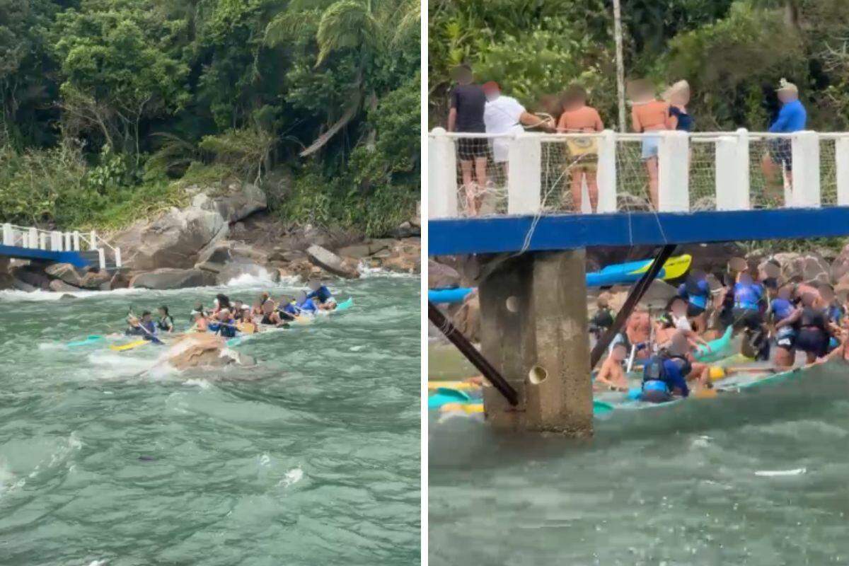 Grupo de São Paulo que estava na canoa havaiana precisou ser resgatado pelo GBMar