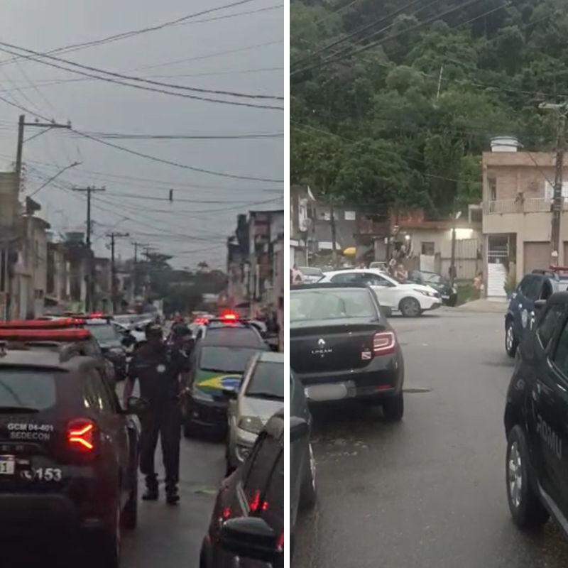 Troca de tiros ocorreu no cruzamento das ruas Ceará e Manoel Aguiar do Nascimento; após o confronto, os criminosos fugiram para uma área de mata no bairro Vila Zilda