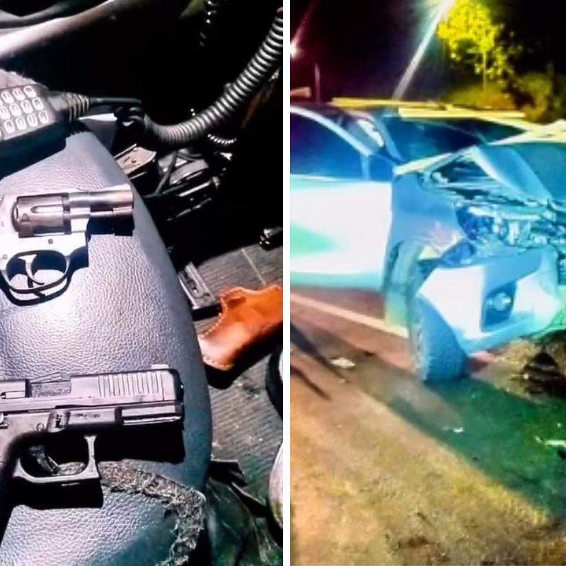 Perseguição começou em Registro e terminou em Cajati, a 44 quilômetros de distância, onde a dupla colidiu o veículo onde estava contra um ônibus. Com eles, foram encontradas armas e munições