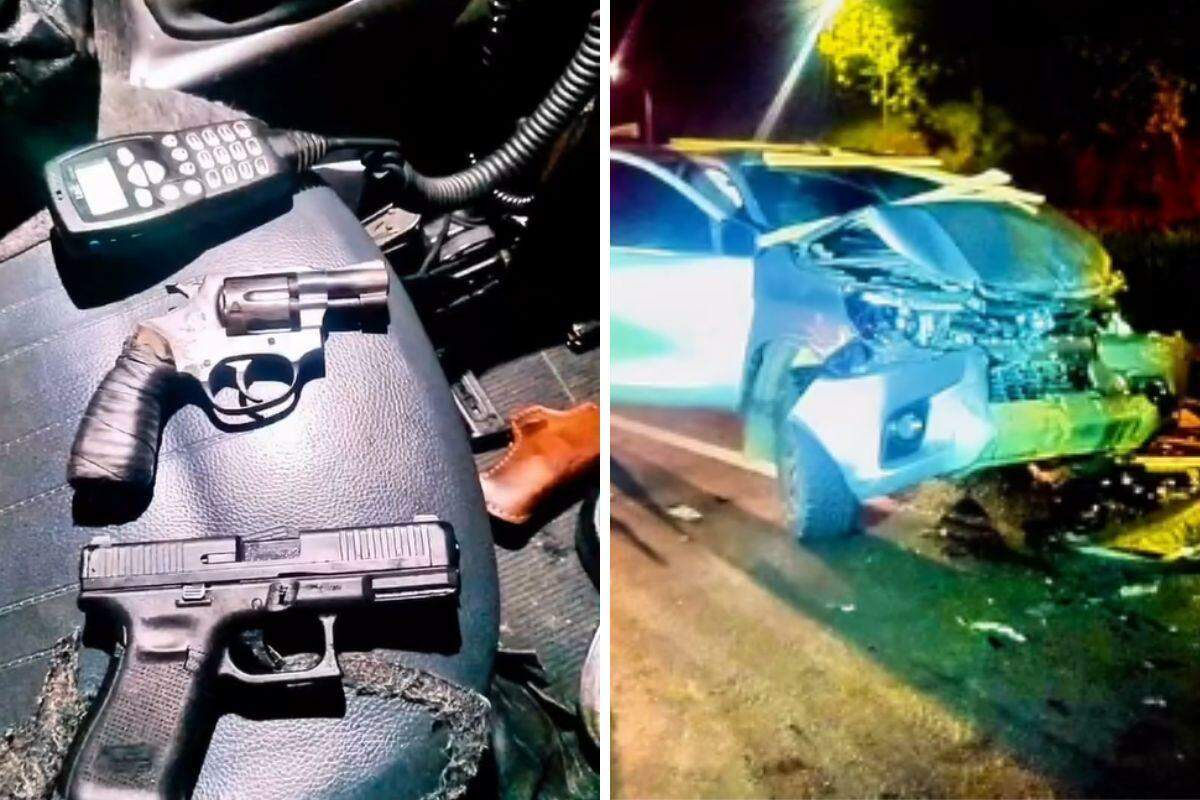 Perseguição começou em Registro e terminou em Cajati, a 44 quilômetros de distância, onde a dupla colidiu o veículo onde estava contra um ônibus. Com eles, foram encontradas armas e munições