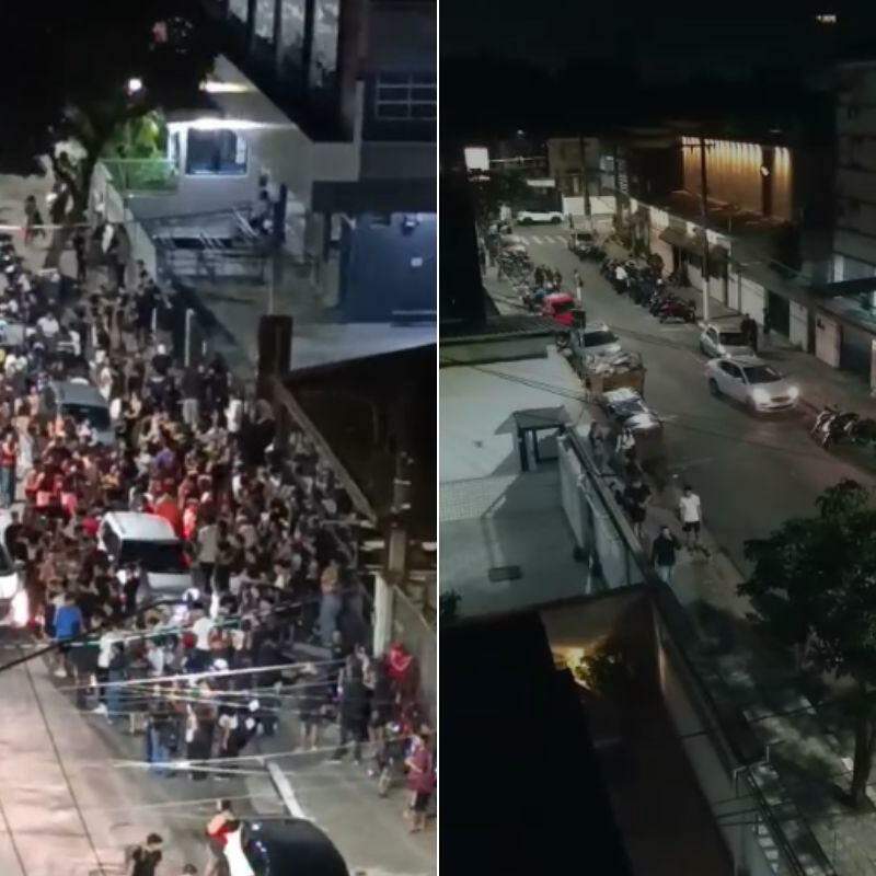 Aglomerações no entorno das ruas Álvares de Azevedo e Lobo Vianna são denunciadas pela população em Santos