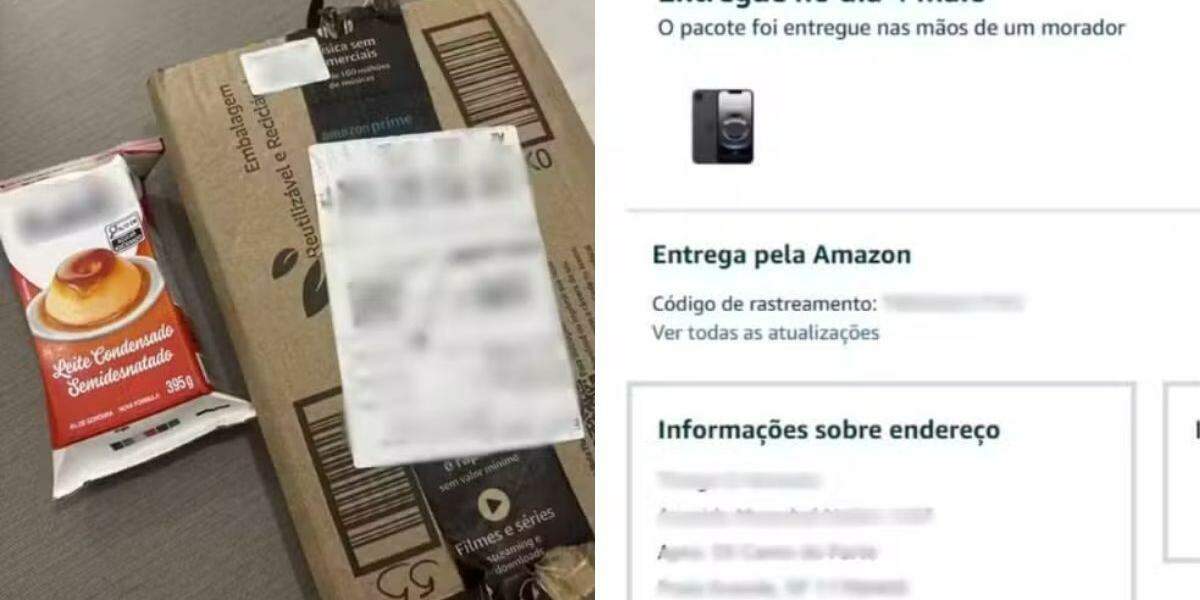 A caixa de leite condensado foi entregue no lugar do iPhone, causando tristeza e indignação na família de Praia Grande