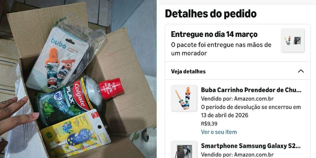 Um enxaguante Colgate Plax chegou na encomenda em Praia Grande em vez do celular Galaxy S4 Ultra, da marca Samsung