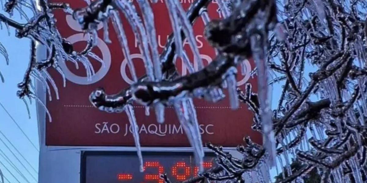 São Joaquim, em Santa Catarina, registrou temperatura de -3°C
