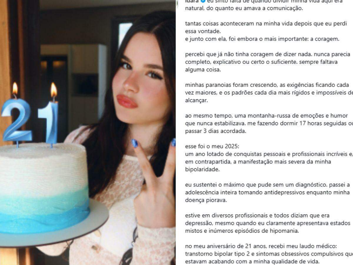Luara Fonseca, influenciadora de Santos, revelou seu diagnóstico de transtorno bipolar no Instagram