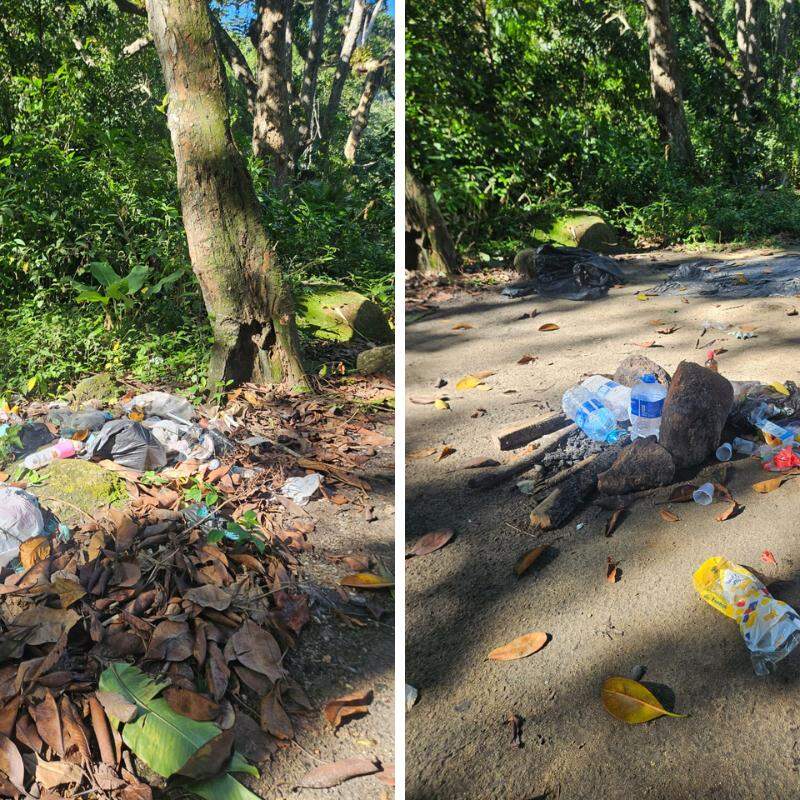 Canoísta denuncia situação da praia de Guarujá, principalmente em relação ao acúmulo de lixo e à presença de barracas de camping