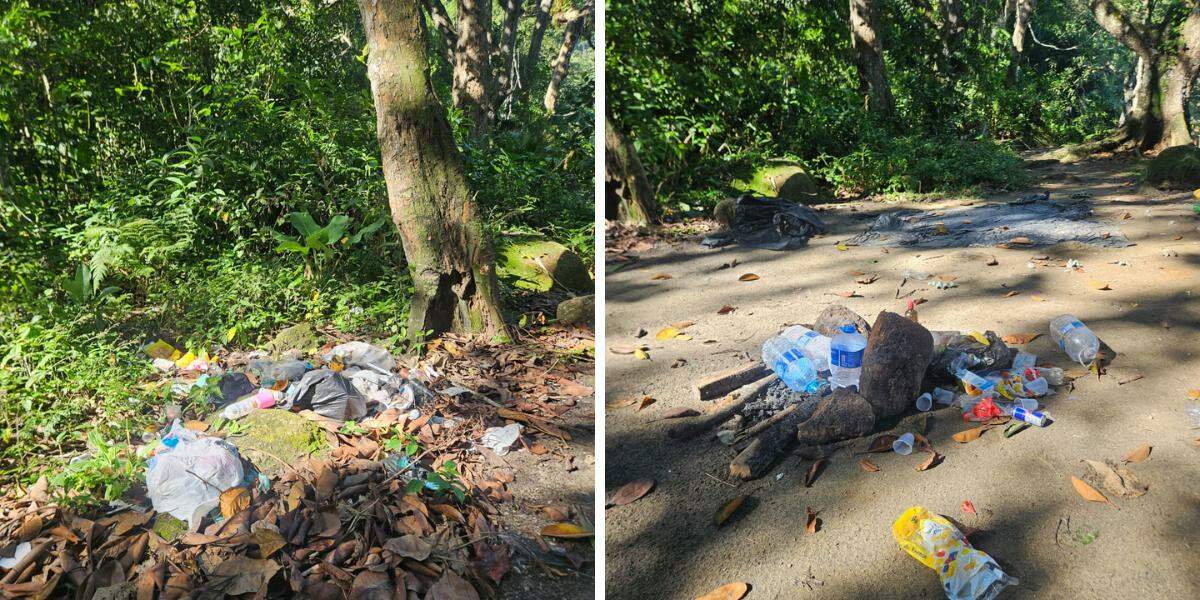 Canoísta denuncia situação da praia de Guarujá, principalmente em relação ao acúmulo de lixo e à presença de barracas de camping