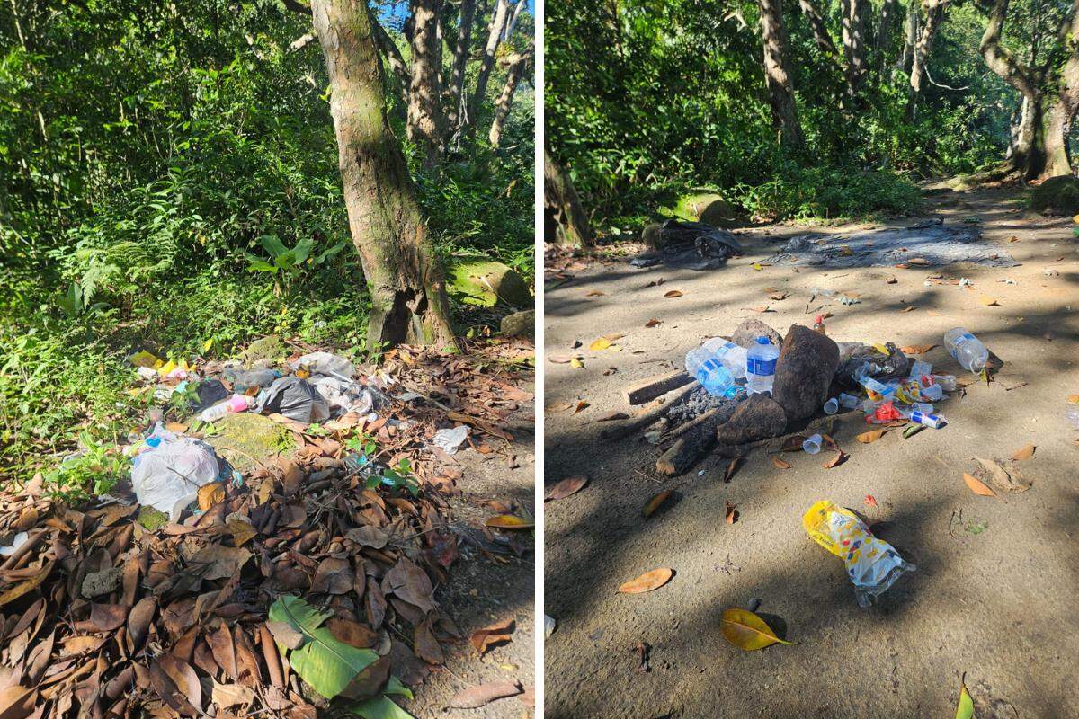 Canoísta denuncia situação da praia de Guarujá, principalmente em relação ao acúmulo de lixo e à presença de barracas de camping