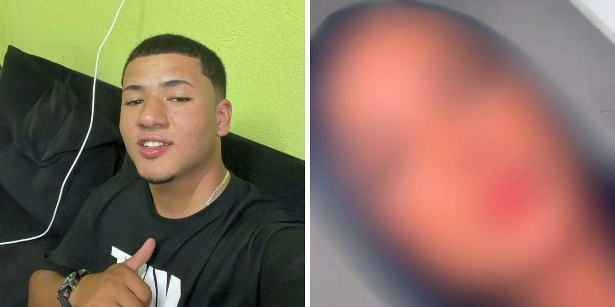 Thalys Feitosa, de 19 anos (esq.), está preso após dar facadas na ex-companheira, em São Vicente