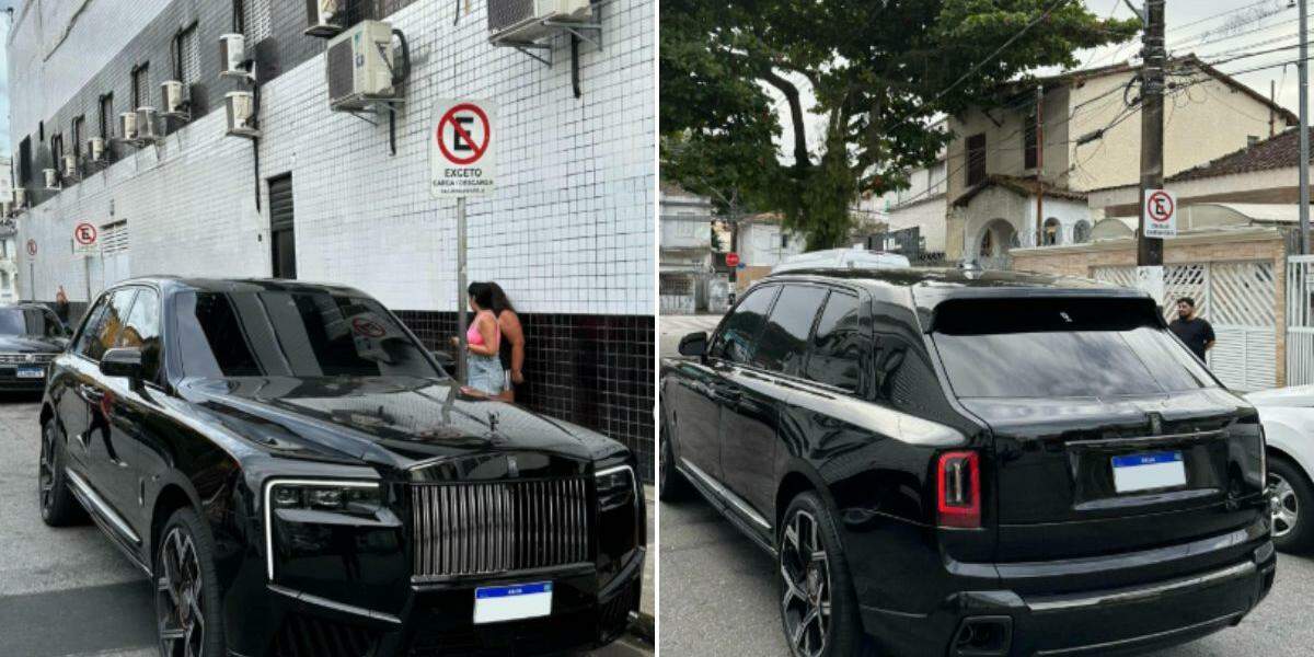 Neymar foi visto circulando nas proximidades da Vila Belmiro, em Santos, com um Rolls-Royce Cullinan Series II Black Badge, avaliado em cerca de R$ 8,8 milhões