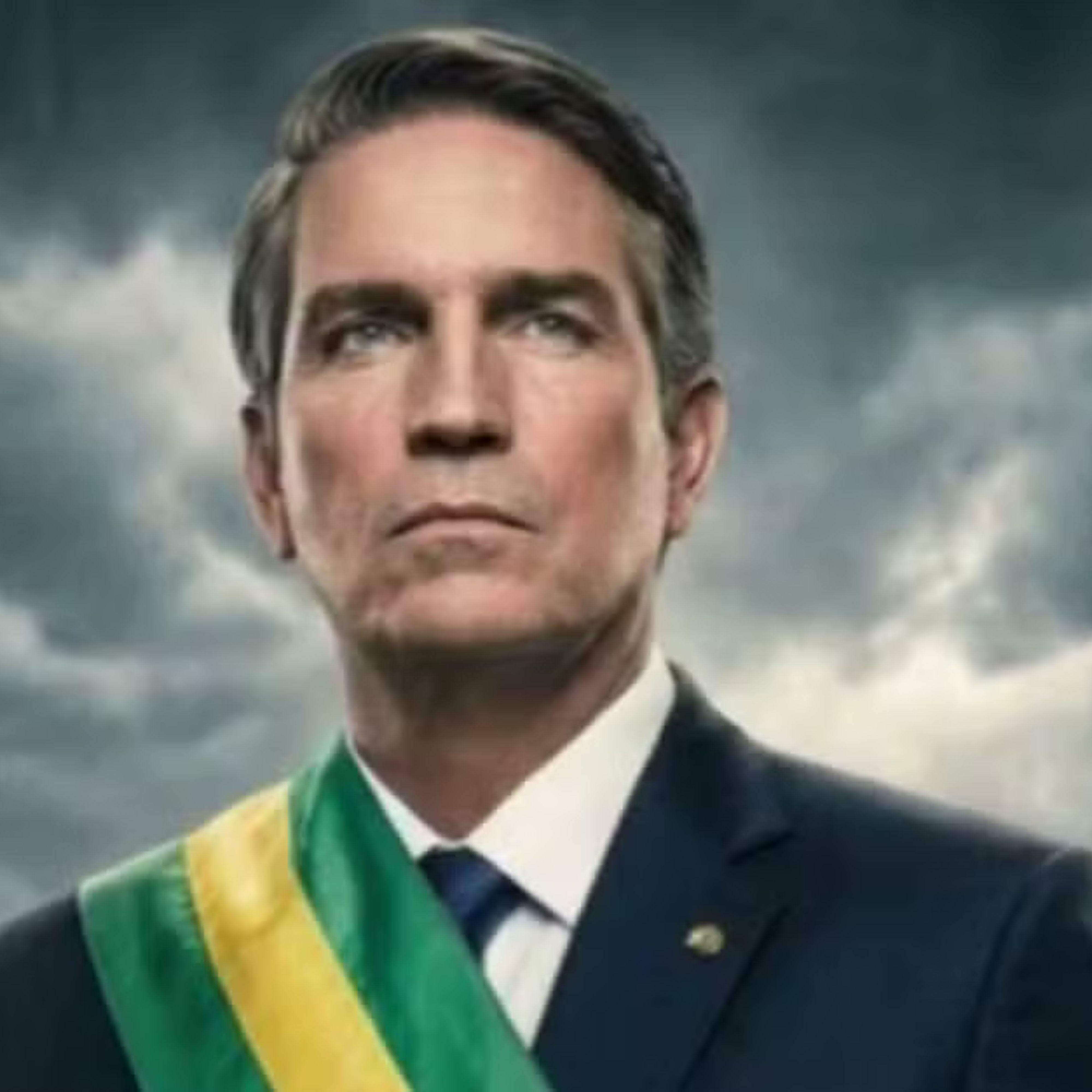 Jim Caviezel no pôster de 'Dark Horse', filme sobre a trajetória de Jair Bolsonaro