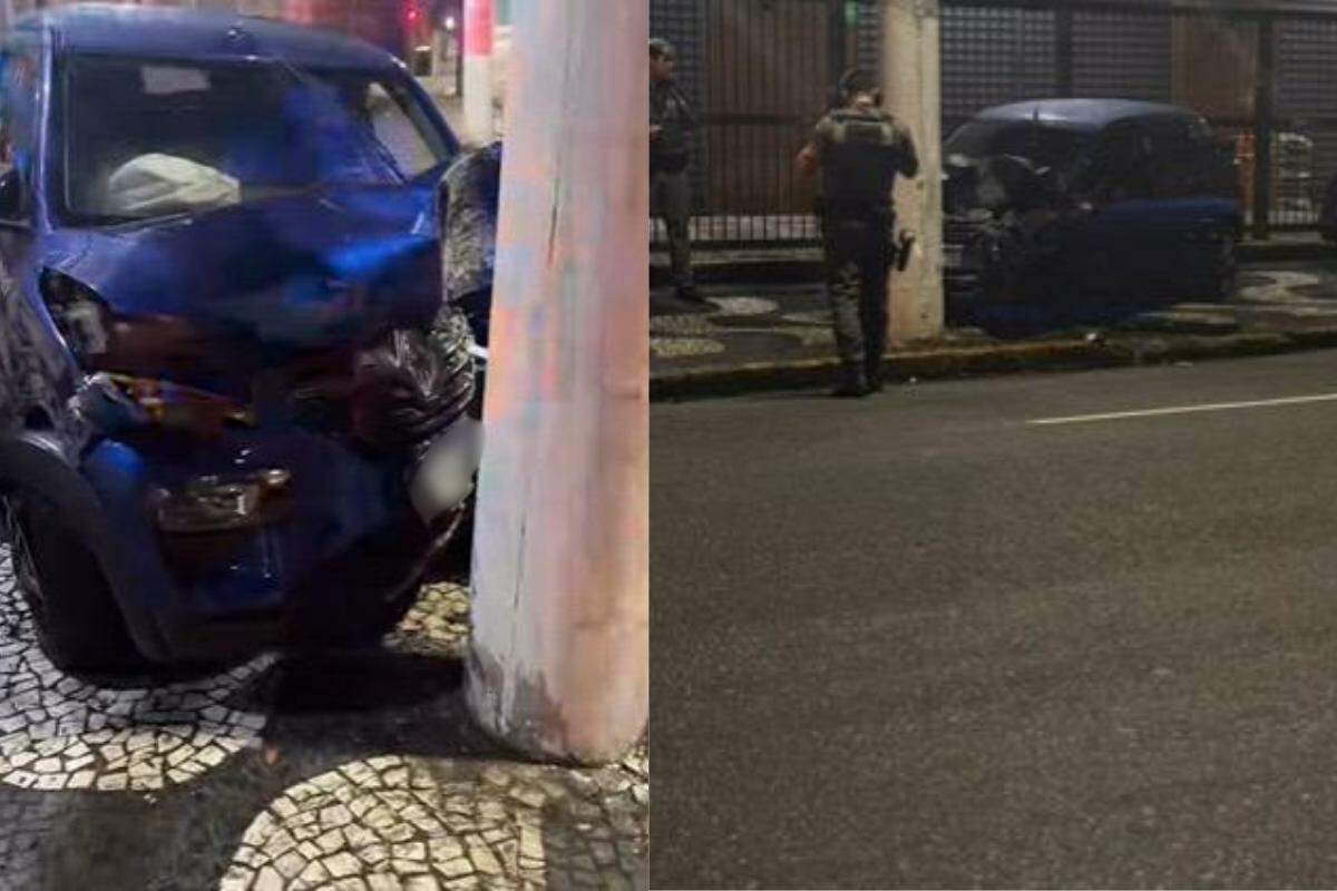 A colisão aconteceu na Avenida Doutor Epitácio Pessoa, em Santos