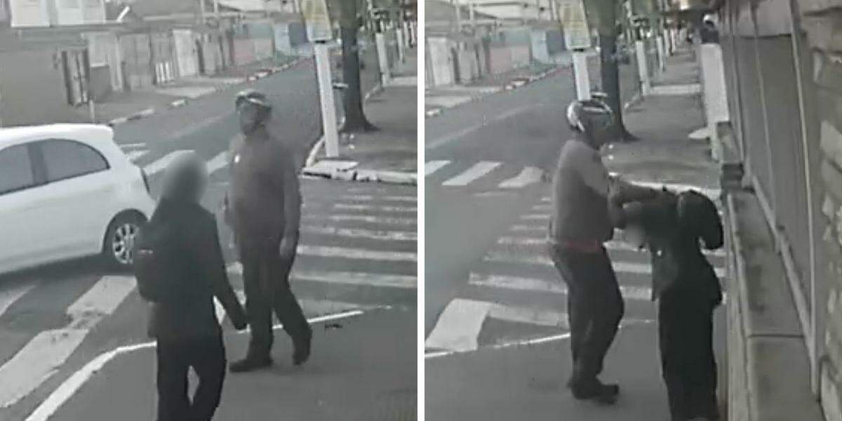 Motociclista tentou agarrar a moça que caminhava pela calçada