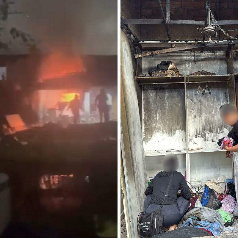 Casa foi tomada pelo fogo, que deixou rastro de destruição