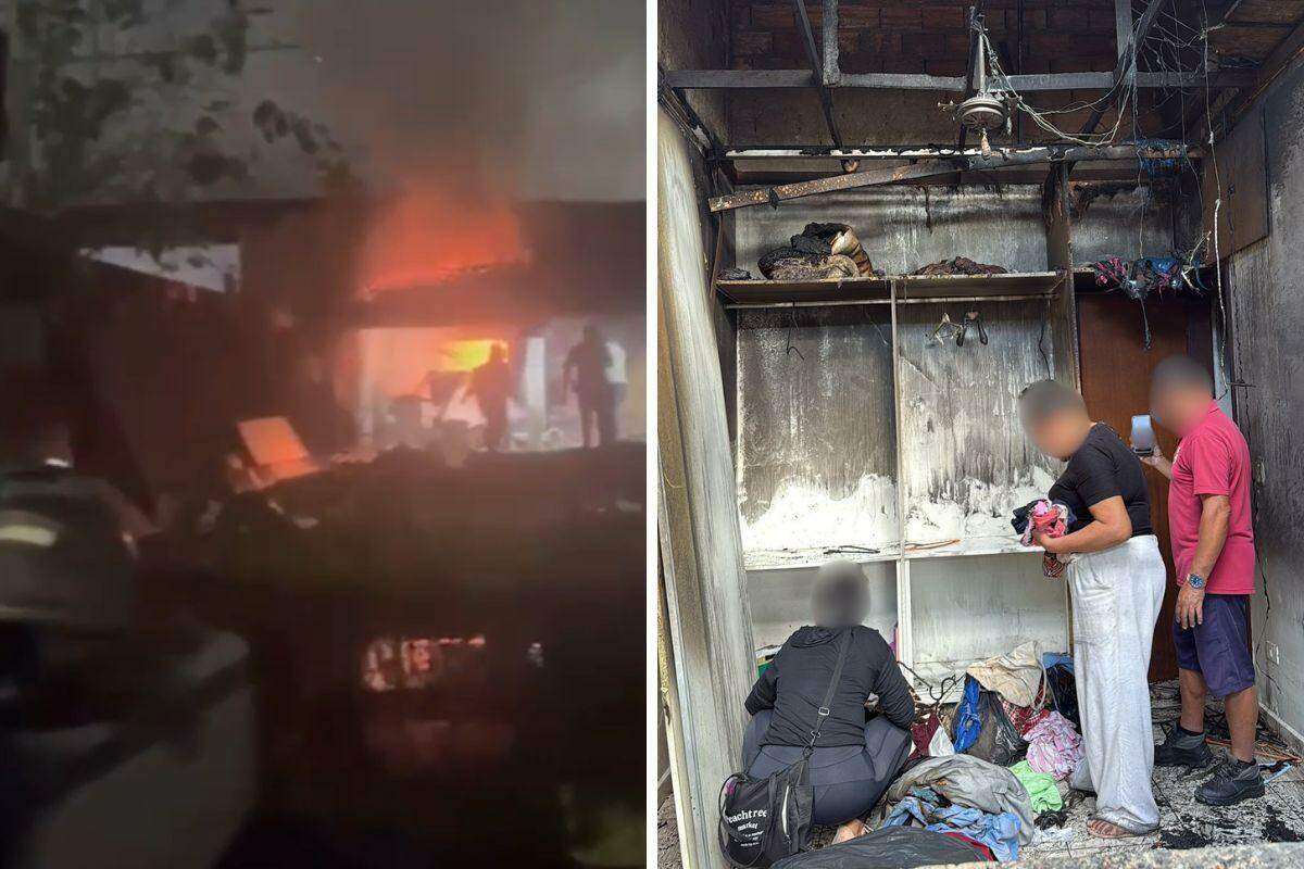 Casa foi tomada pelo fogo, que deixou rastro de destruição