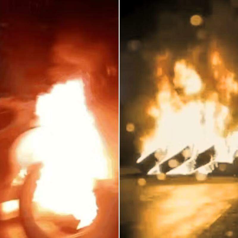 Por causa da fumaça intensa e dos riscos à segurança viária, os dois sentidos da Rua Idalino Pires precisaram ser totalmente bloqueados