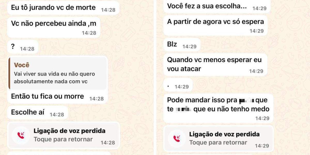 Agressor ameaçou a mulher de morte pelo WhatsApp e depois agrediu ela no trabalho dela