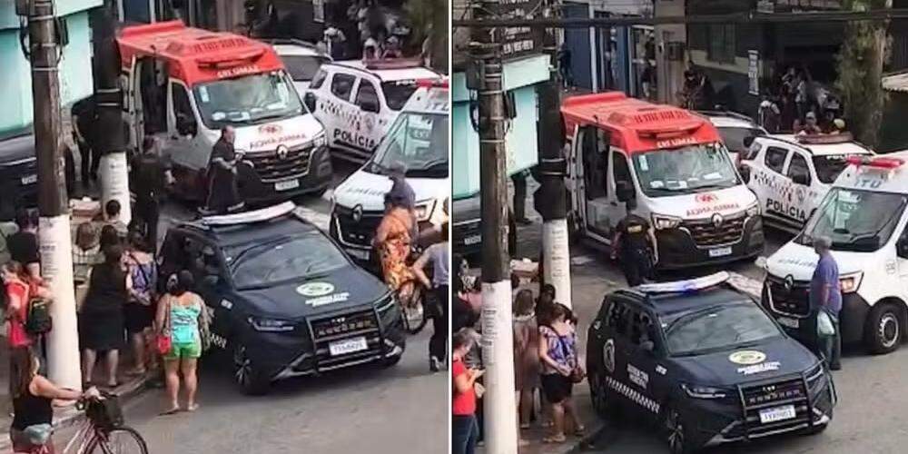 O incêndio aconteceu no bairro Vila Jóquei Clube, em São Vicente